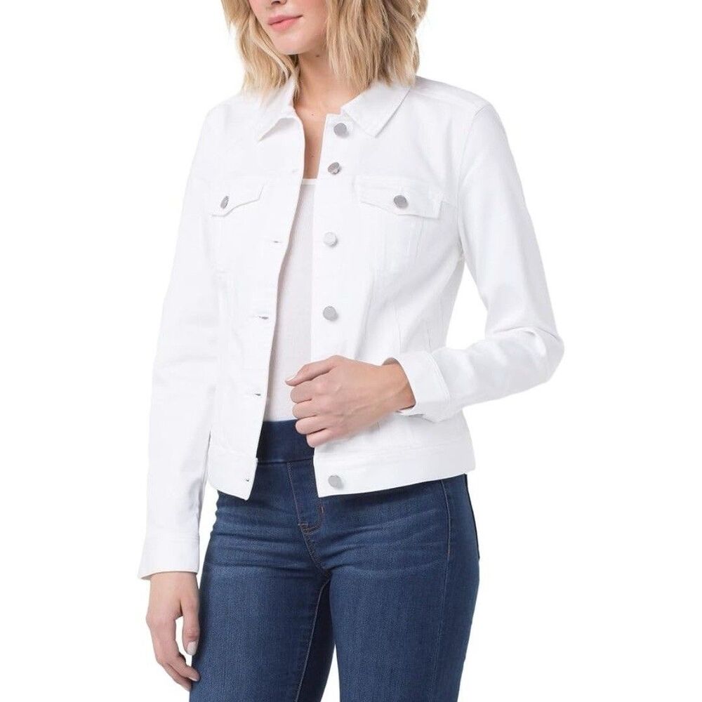 Paige Women’s Vermont Metallic Button Denim Jacket White XS